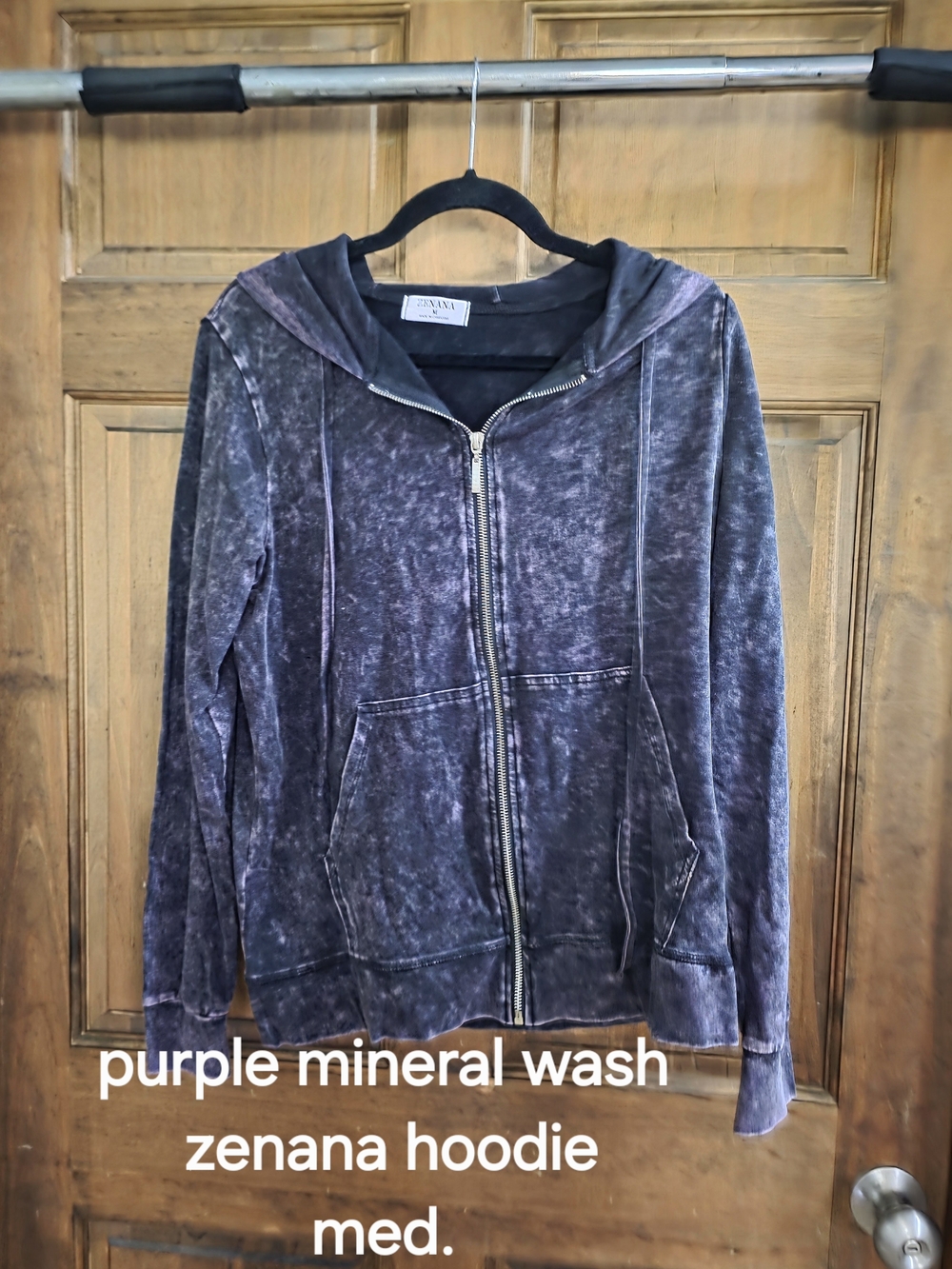 Zenana Outfitters Purple Mineral Wash Zip Hoodie